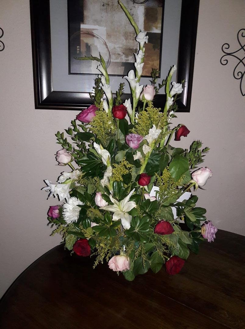 My beautiful flower arrangement given to me on my last day at Alhambra thank you Linda.