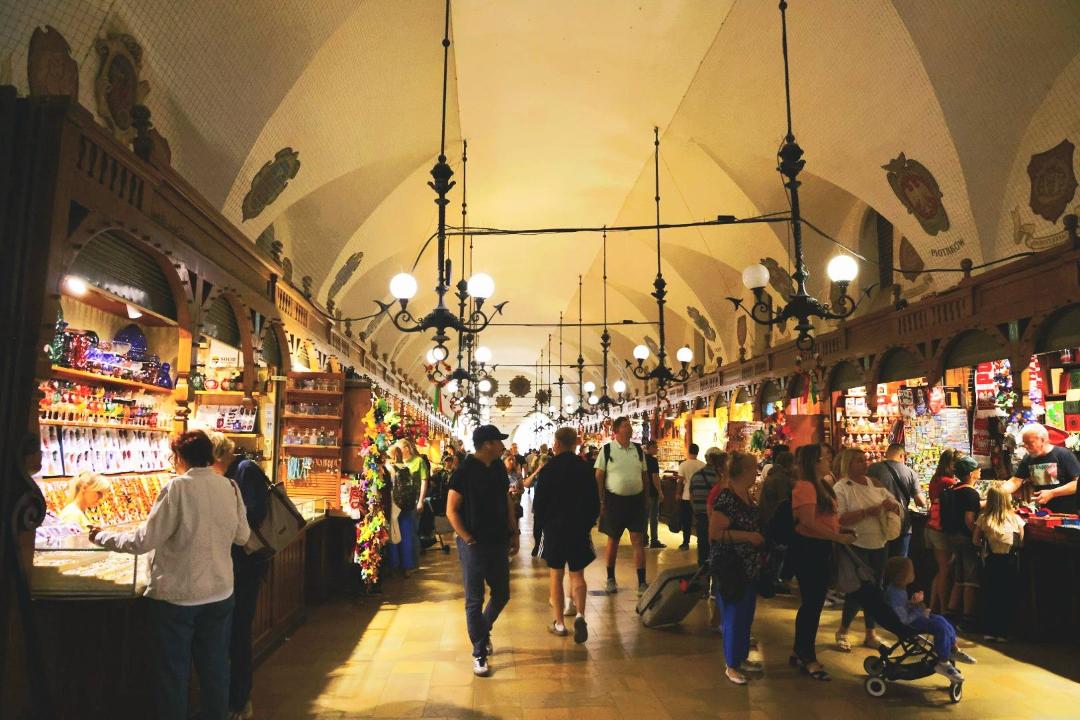 The interior of the Cloth Hall (Sukiennice) in Kraków.