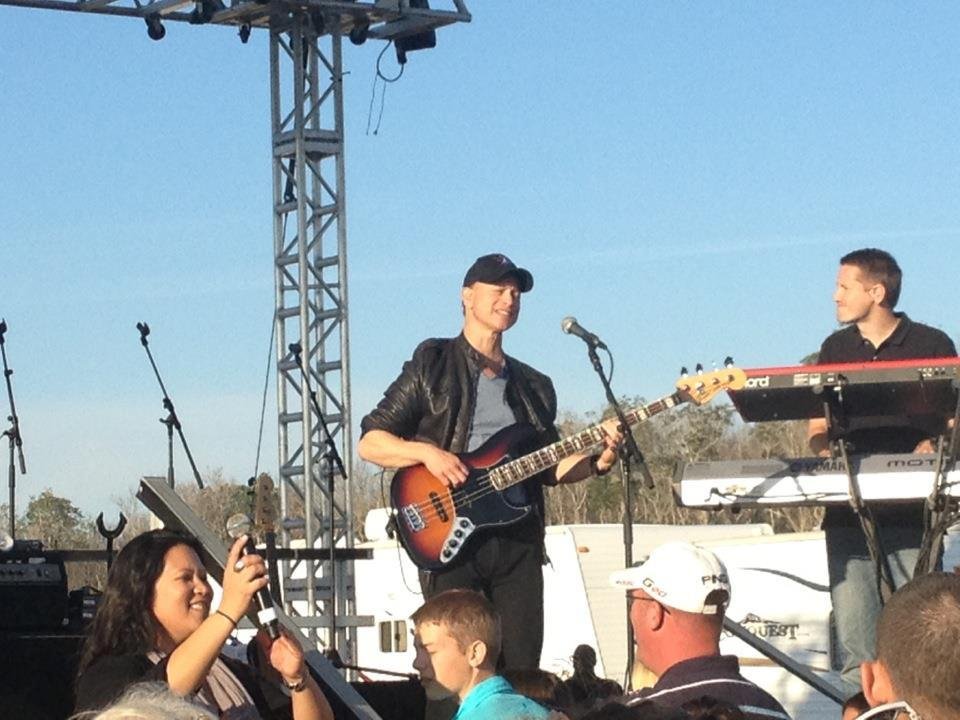 Gary Sinise, performing with his band at Hurlburt Field for our troops (including my Ryan). What a great American!