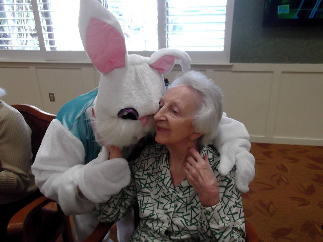 At 101 years old, Mom still gets to meet the Easter Bunny