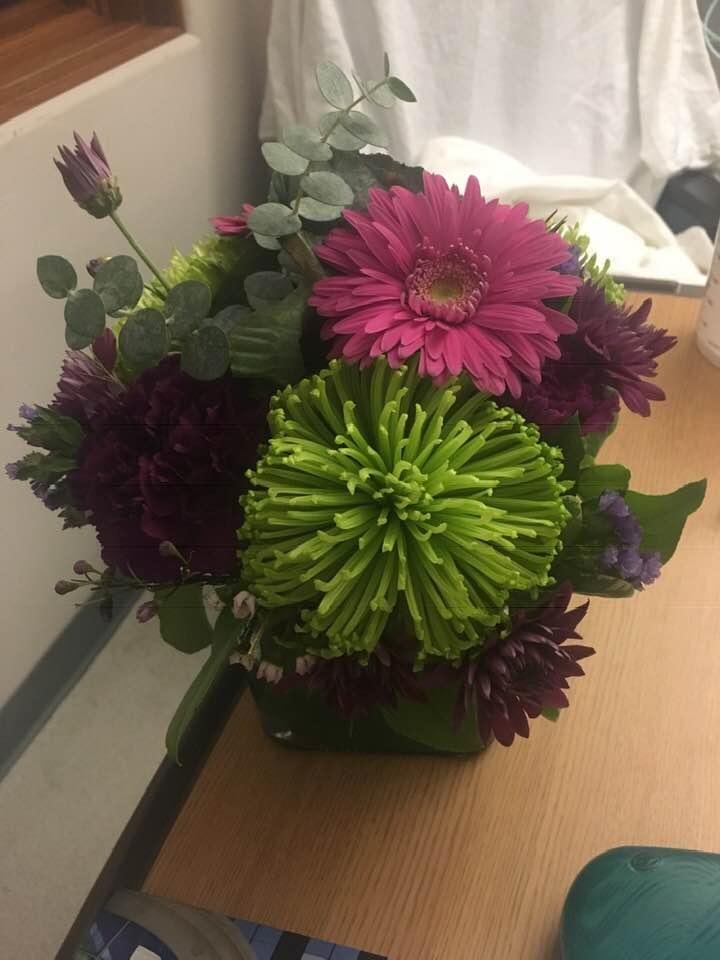 A neighbor from 30 years ago stopped by the hospital yesterday to see me. It was a blast catching up! Area these flowers that she bought beautiful!!!