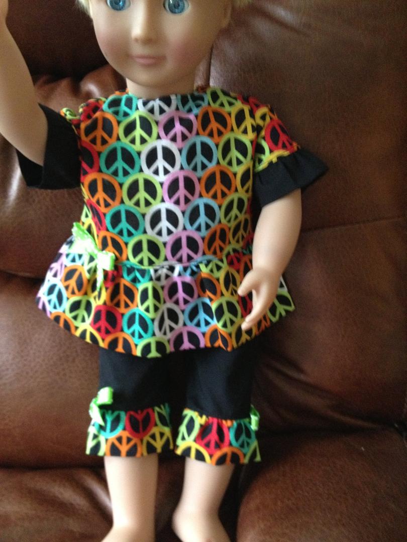 Made to order: $15
peace top and capri outfit