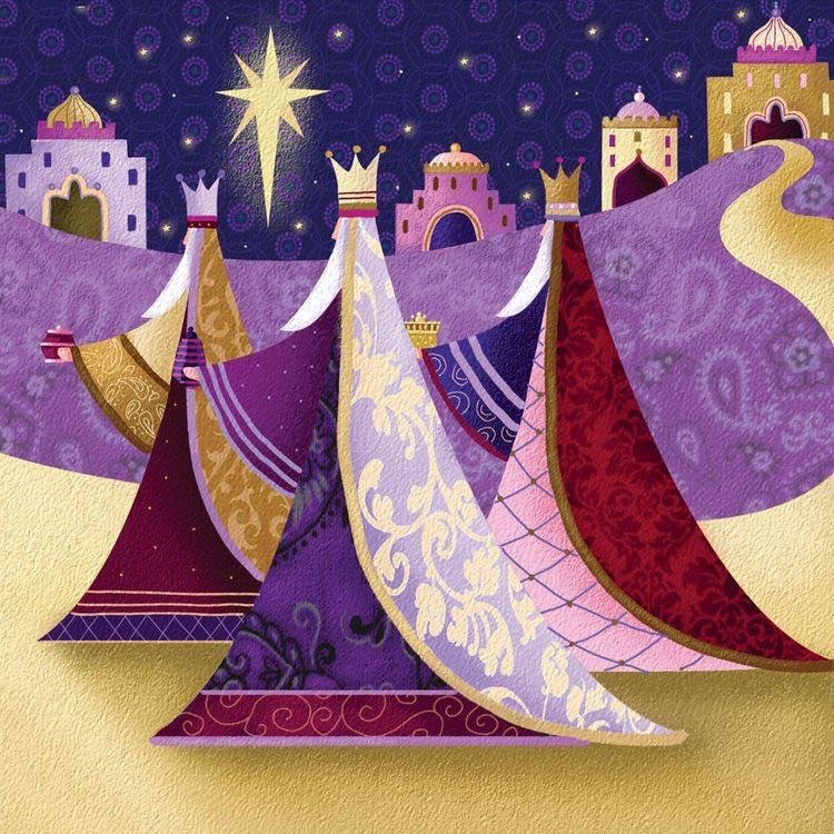 On the 12th night the wisemen arrived bearing gifts. Epiphany Merry Christmas