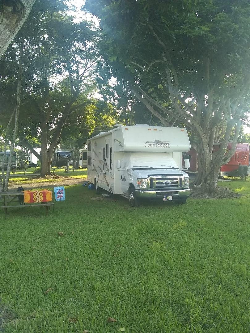 Set up under the trees in Hot Miami