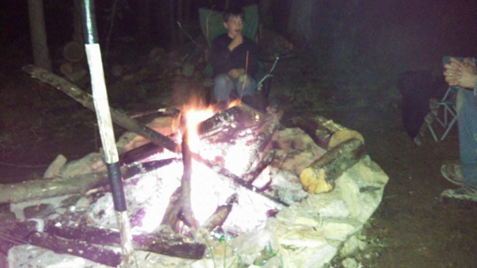 Quite night at the land enjoying crisp night by the fire with family..