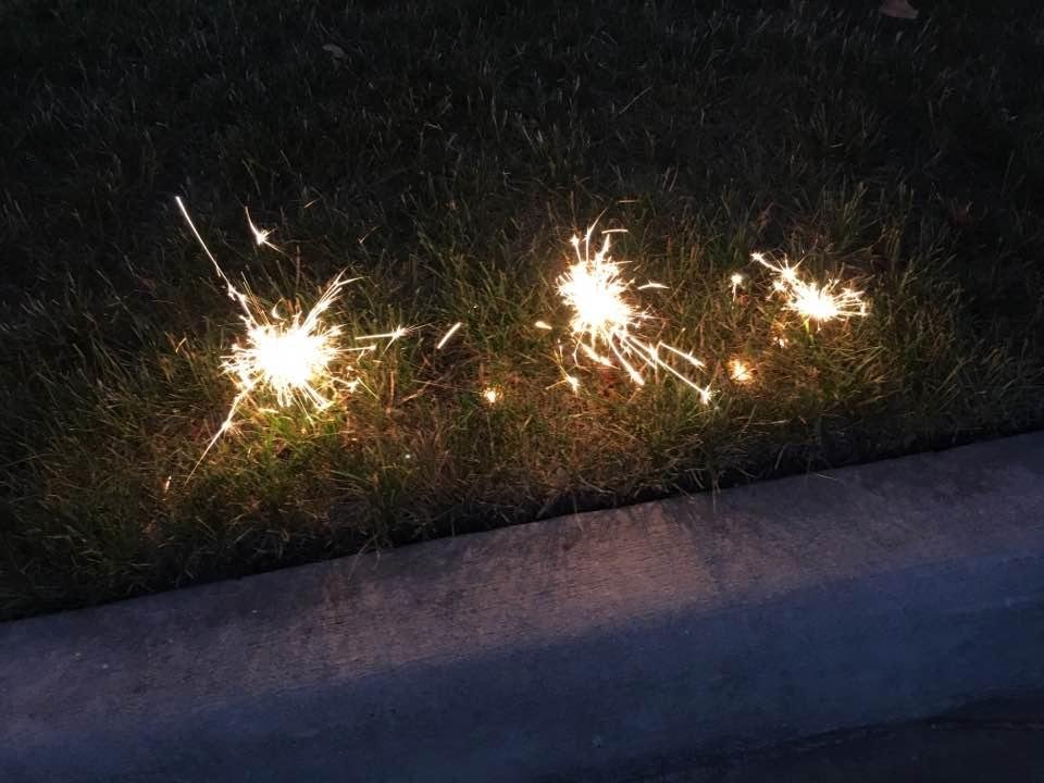 Happy 4th!! Sparklers in the grass!! Nice and quiet - not all that noisy stuff I'm hearing.