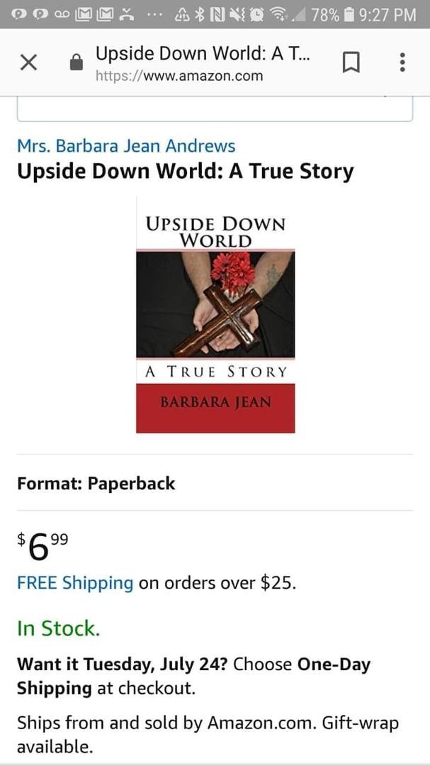 This was written by husbands cousin, who is an exceptional person.please buy this book you would be so inspired. I can say that without having read the book myself because I know Barbara Jean and believe me I am ordering me