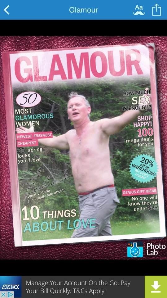 Congrats go out to Kelly - first and probably the only man on the cover of Glamour!