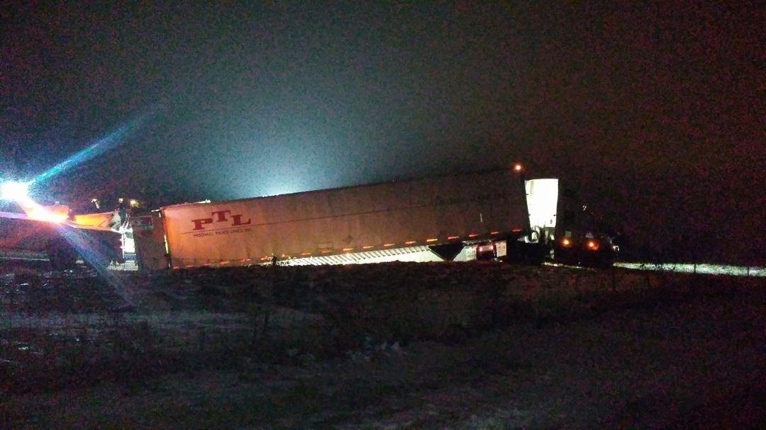 Got really slippy on Monday and a truck went up the embankment on Rt. 222 next to Calvary Church.