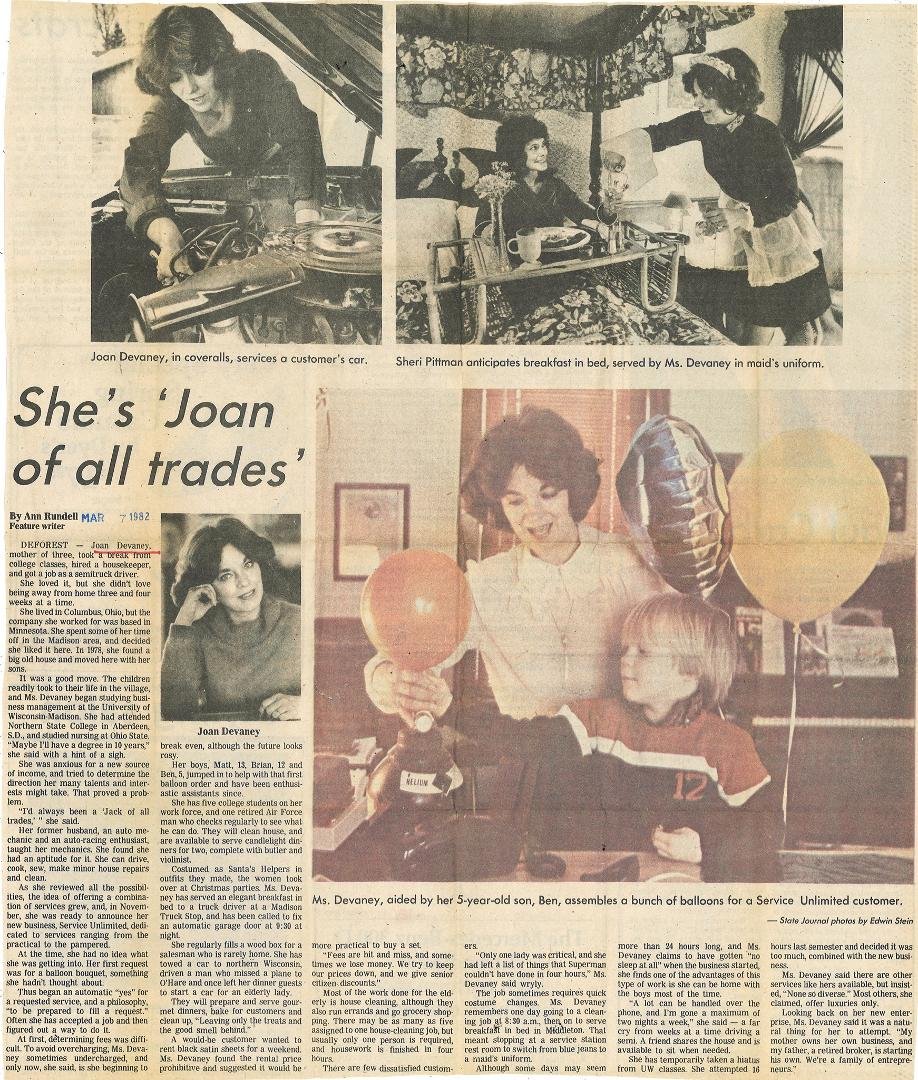 Thought I lost this but the Wisconsin State Journal found it for me. This one of my businesses I started when the kids were little. It was certainly a blast!