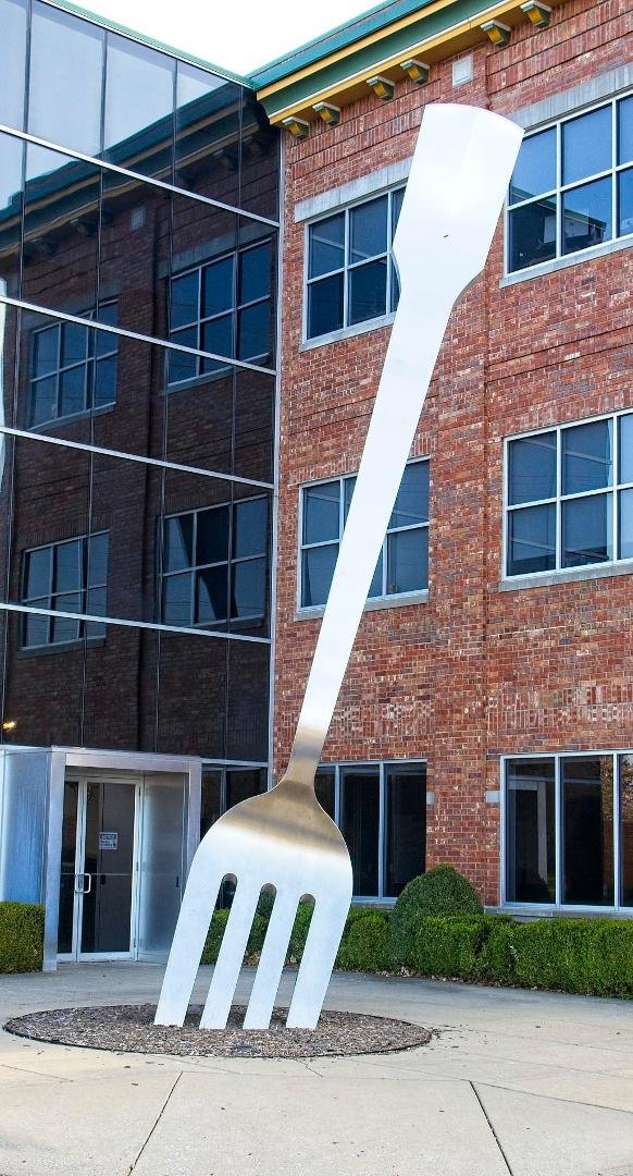 Just another FORK in the road. The largest FORK. Originally on Route 66 now it is moved near downtown Springfield, MO. Springfield is a very beautiful town. With Diane Nelson.