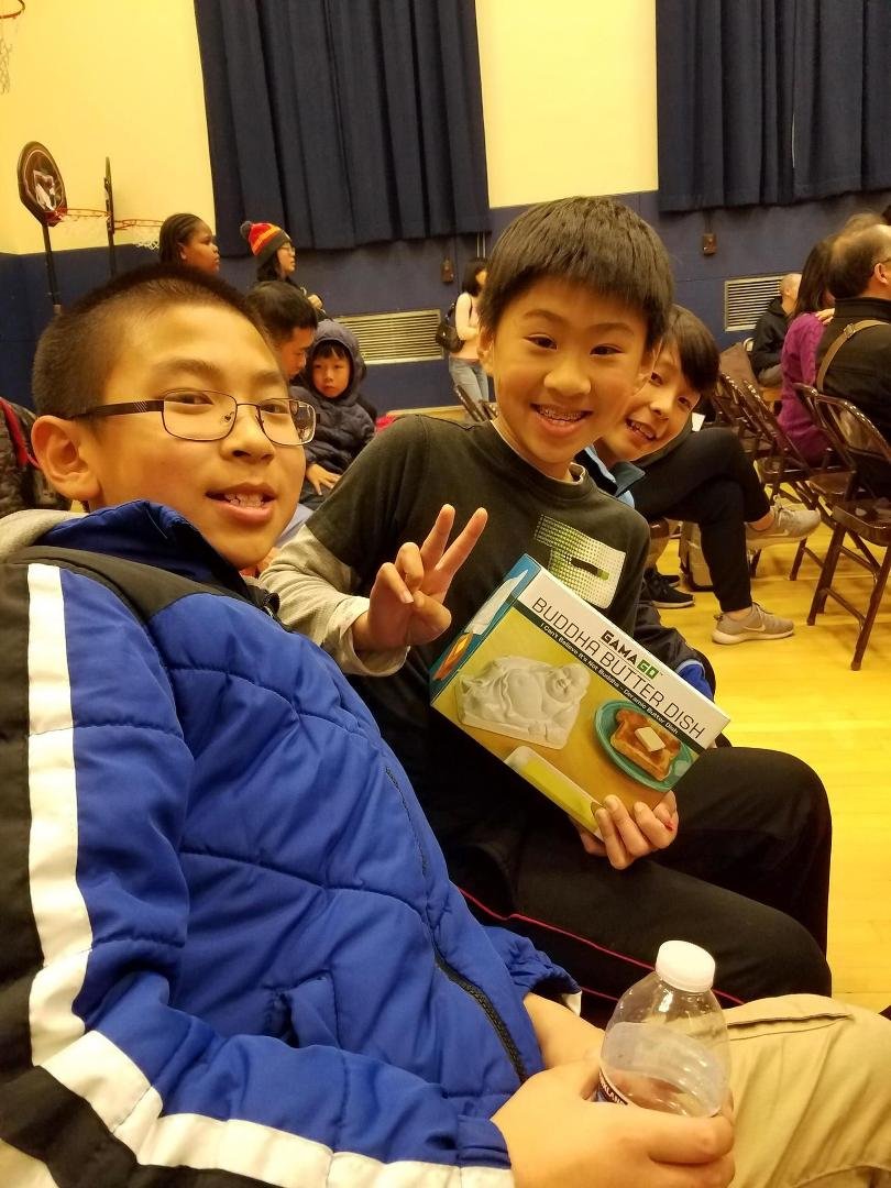 Ethan won an awesome Buddha butter dish at the Chinese New Year's Raffle