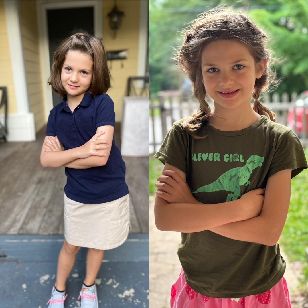 Our Granddaughter, Willow. First and last day of first grade.