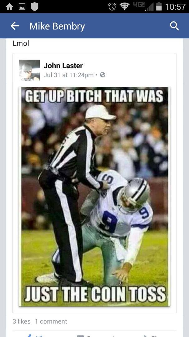 Why is it COWBOY fans live in the past Homo I mean Romo has missed a practice already here's what I say to that