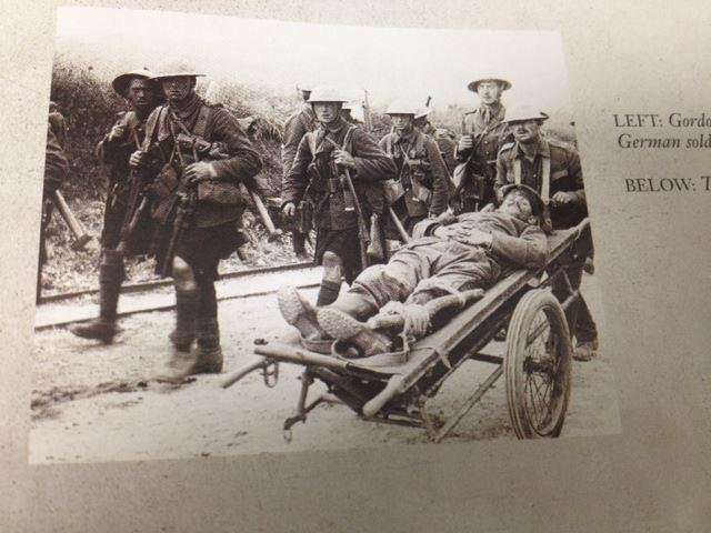 The Gordons (probably from Victoria) stretcher bearers during WWI - carrying a wounded German soldier - it was not always about getting the enemy - but helping the wounded - no matter which side..