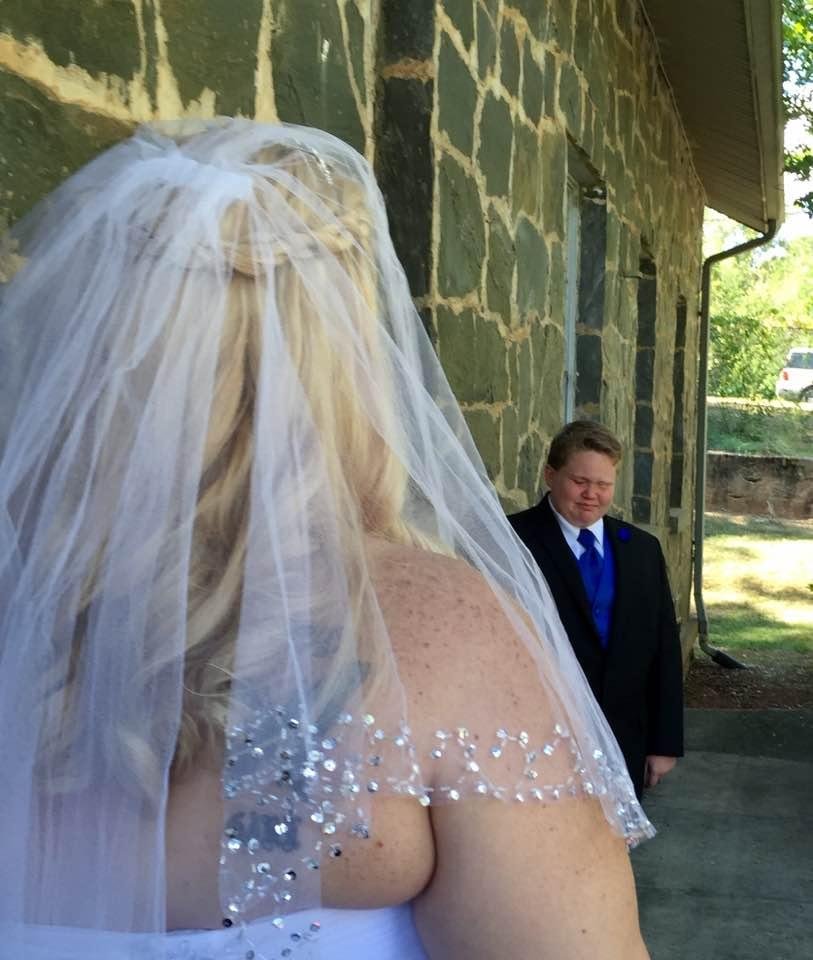 My grandson after seeing his mother in her wedding gown for the first time. We were all in tears at that time.