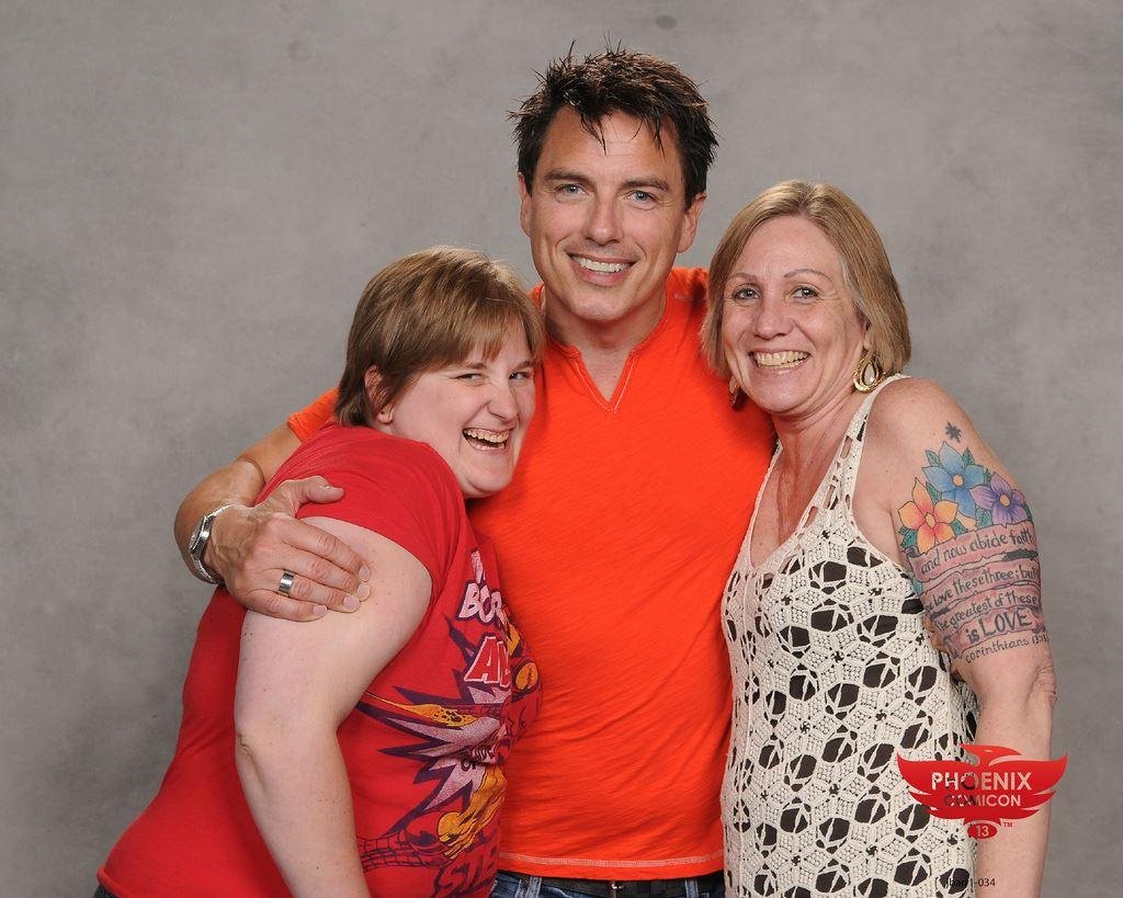 John Barrowman was super friendly at Phoenix Comic Con... was squeezing my mom & I tight. <3 Capt. Jack!