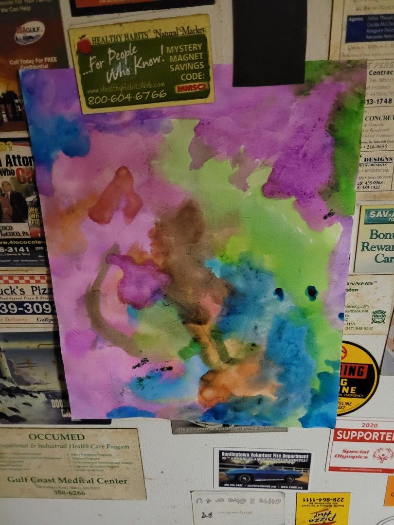Thank you, Thank you to my sweet little artist. I hung your painting on my fridge and me and the dogs "Love It"!  They said " Tell Elianna we said " Ruff Ruff"!