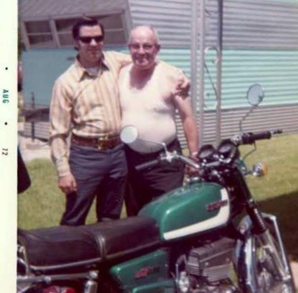TBT... 1972. I proudly display my 1st new bike to my dad... who rode Harleys and Indians back in the day!