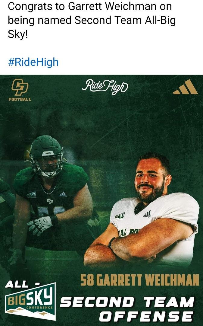 We are thrilled and honored for you to secure a spot on the Big Sky Conference's Second Team Offensive Line! The recognition of your hard work, dedication, and teamwork. This achievement shows your passion for the sport, he