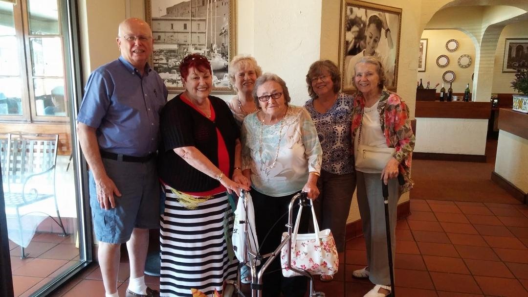 Bob and another harem from Community UMC Massapequa after lunch today. Ladies were all bubbly & cheerful.