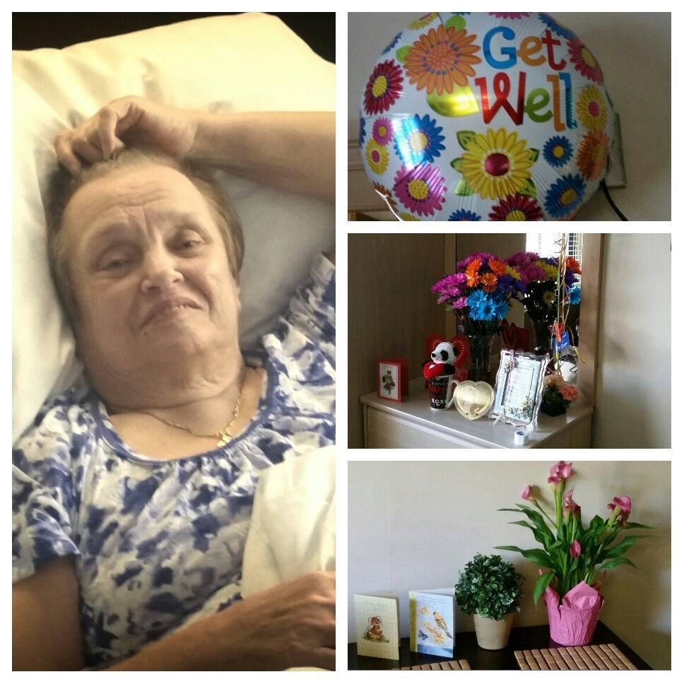 Look at my mom....she's doing great!!! Making progress everyday with all the family support right behind her!! Go Mom!!!!