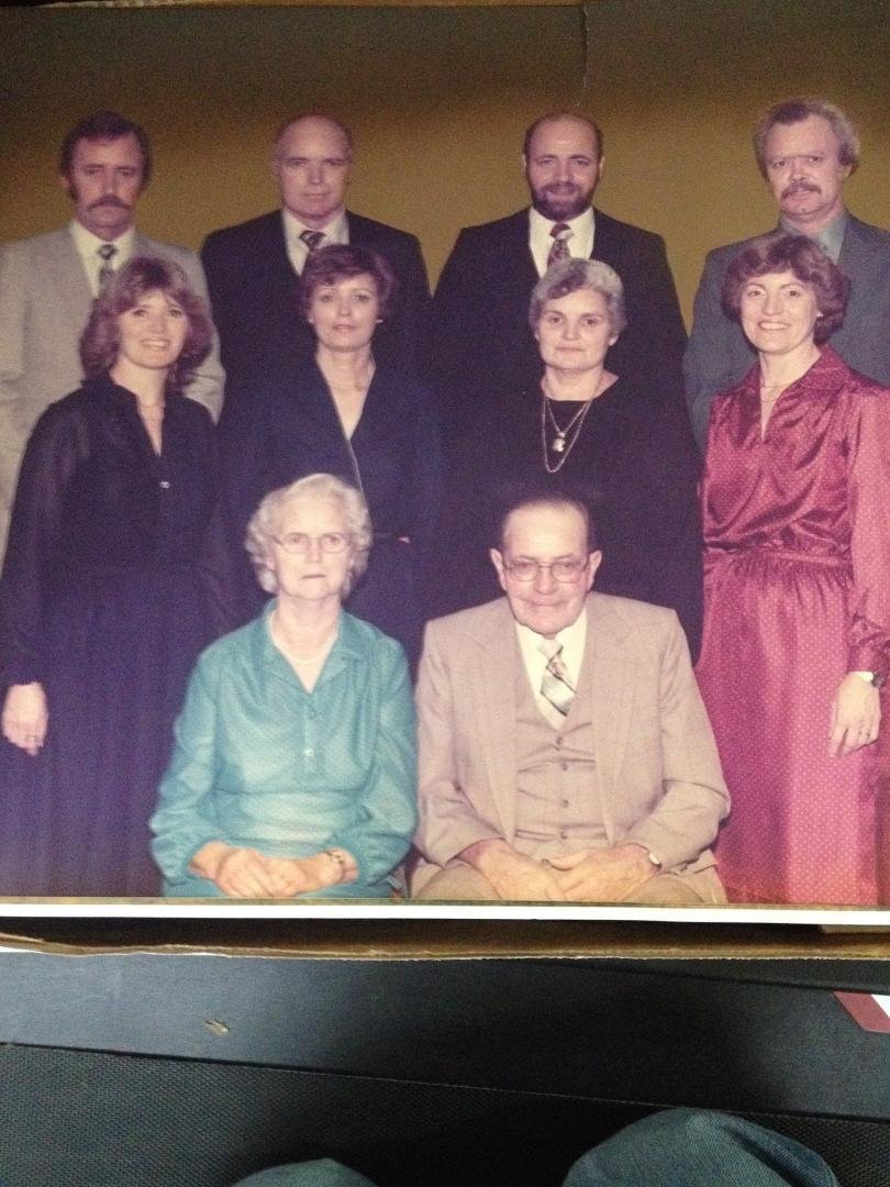 Grandpa and Grandma Isch. 8 children at grandpa and grandma Isch's 50th anniversary.
Year was 1982.