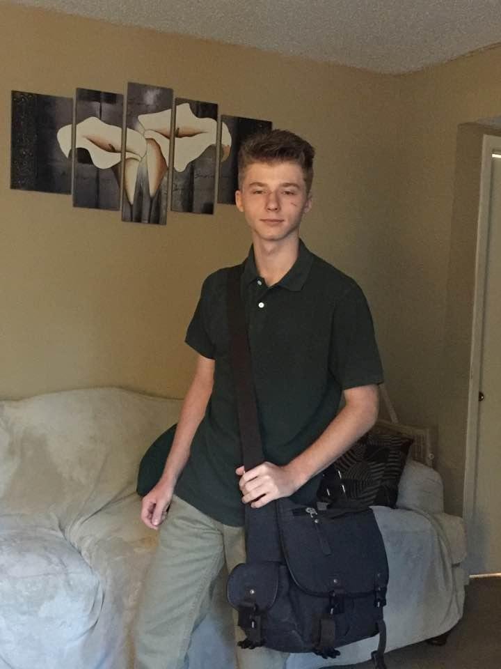 Michael and his first day of high school.