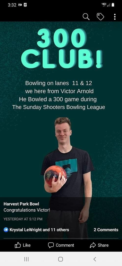 So my son goes out and gets another 300. So the score now is Victor 3.. Me 0. Congratulations kid