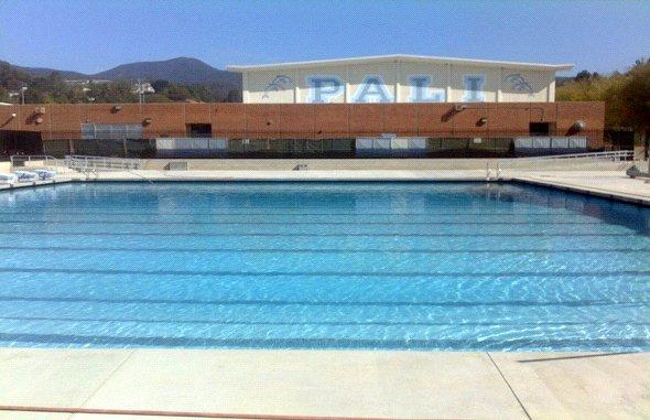 Respite from field drills and succor for my aching ankle - last night availed myself of the new Maggie Gilbert Aquatic Center at Pali High. Open for lap swimming (under a full moon this time) the 50m x 25 yd. pool is way un