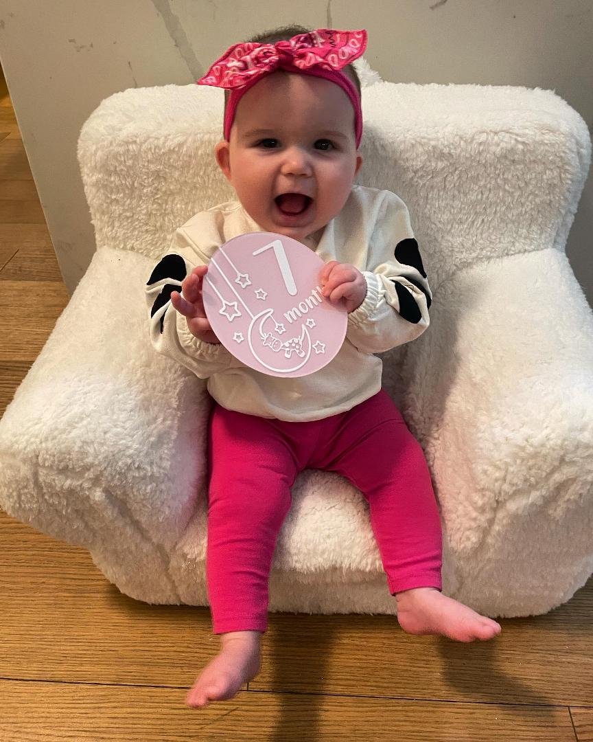 No one would have ever predicted the immense joy this sweet little girl has brought to our lives‼️💕 Happy 7- month Birthday to our dear Poppy James 🌺🌼