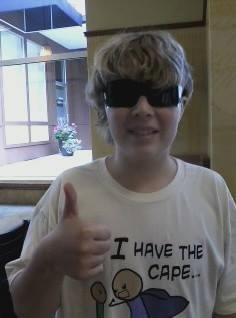 After his first eye exam, Ricky gets the news he is nearsighted
just like his Dad. Ricky is excited to get his first pair of glasses
later this week. Goodbye, headaches!