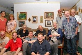 This was at my fathers 90th birthday party. He is sitting in the middle, I'm next to him with my pup Asta in my lap, my husband Brendan is next to me and my brothers David and Howard are in back of him. Dads girlfriend Lind