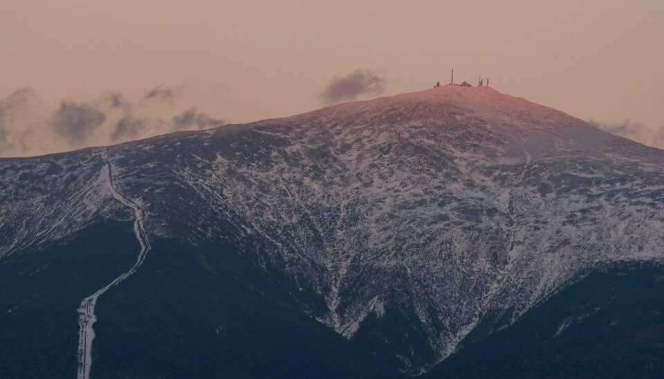 Finally got a shot with my telephoto at sun set of the weather station on top of Mt. Washington.