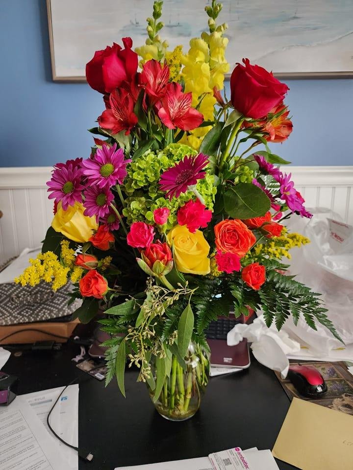 Gorgeous flowers from hubby..celebrating 19 years today! Leon Williams