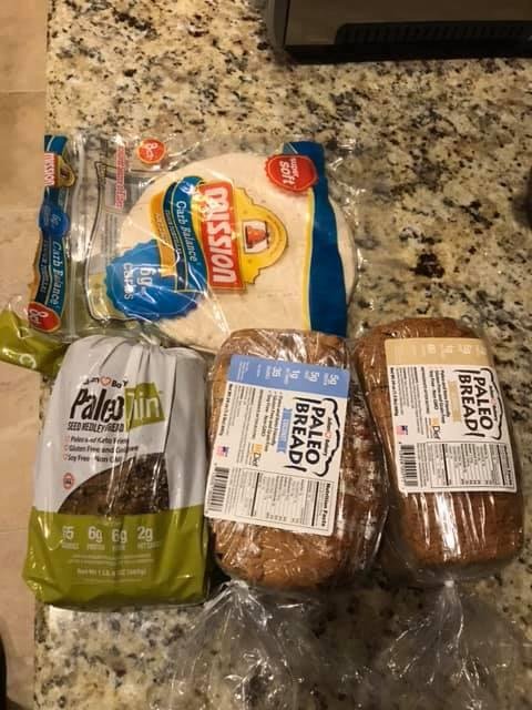Going to try some Julian Bakery almond, coconut, and mixed seeds bread. Keto and Paleo friendly. They are small loafs but are very dense. Still weigh 1 1/2lbs. 1 or 2 net carbs per slice. The tortillas are 6 net instead of
