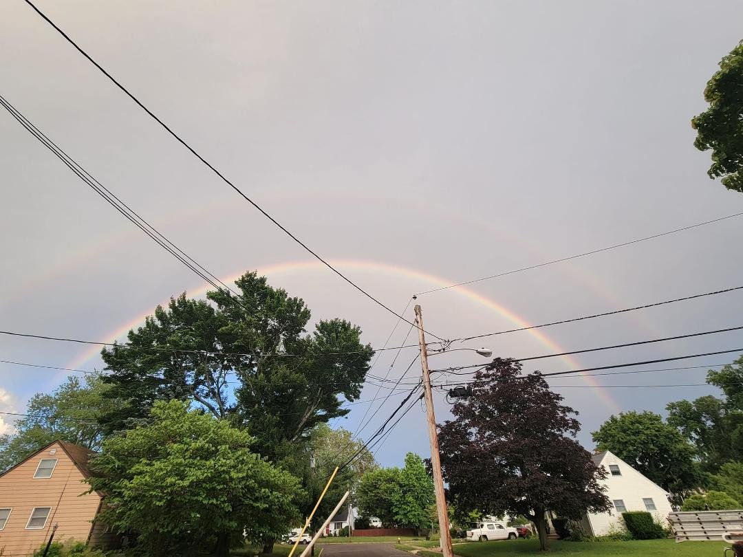 A beautiful rainbow! A 2nd rainbow is above the big one.