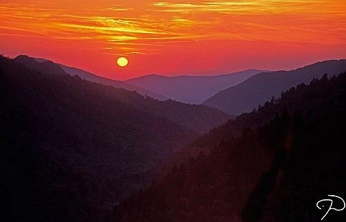 Sunset over the Smokey Mountains. End of a wonderful day.