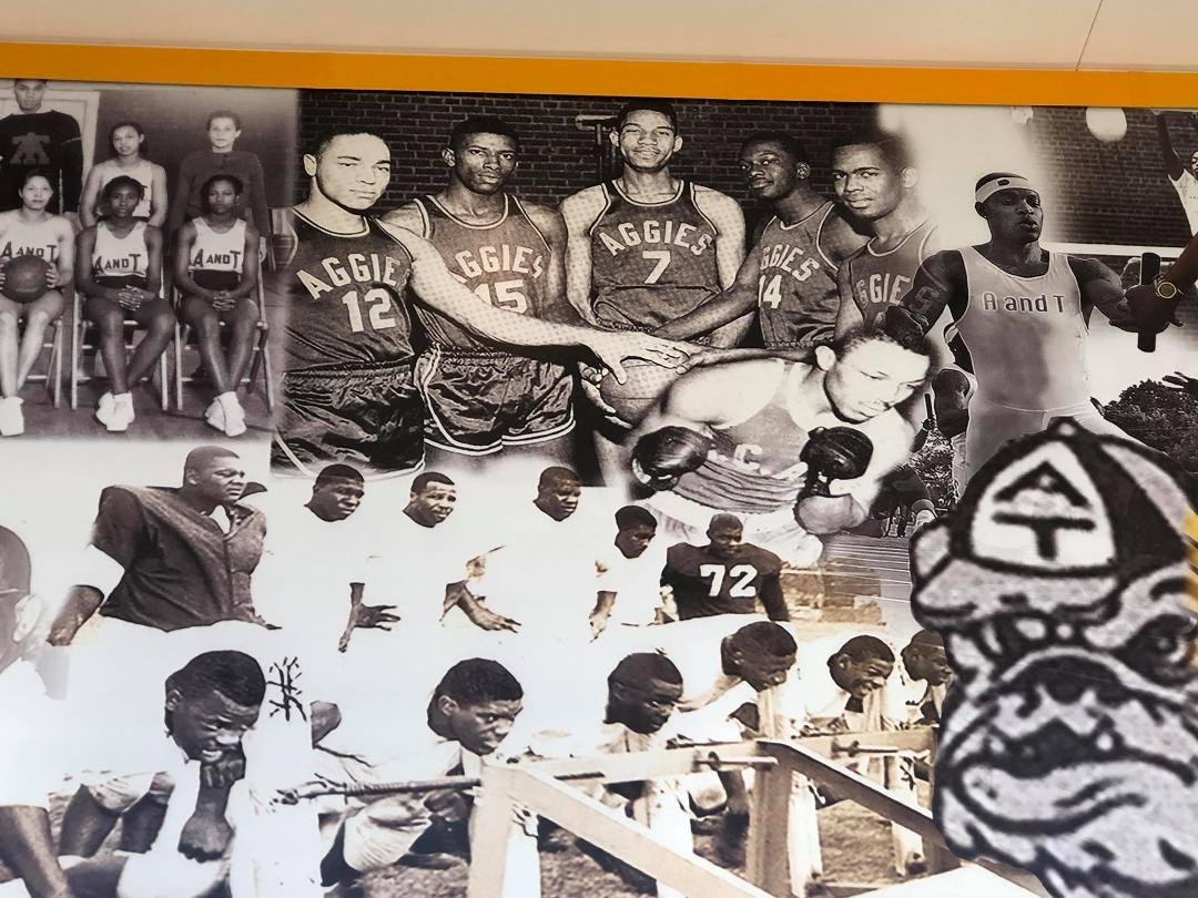 Was in Greensboro this past weekend and went to Corbett Arena to see A&T play basketball. There where Murals on the walls and spotted some familiar faces. See if there is anybody you recognize.