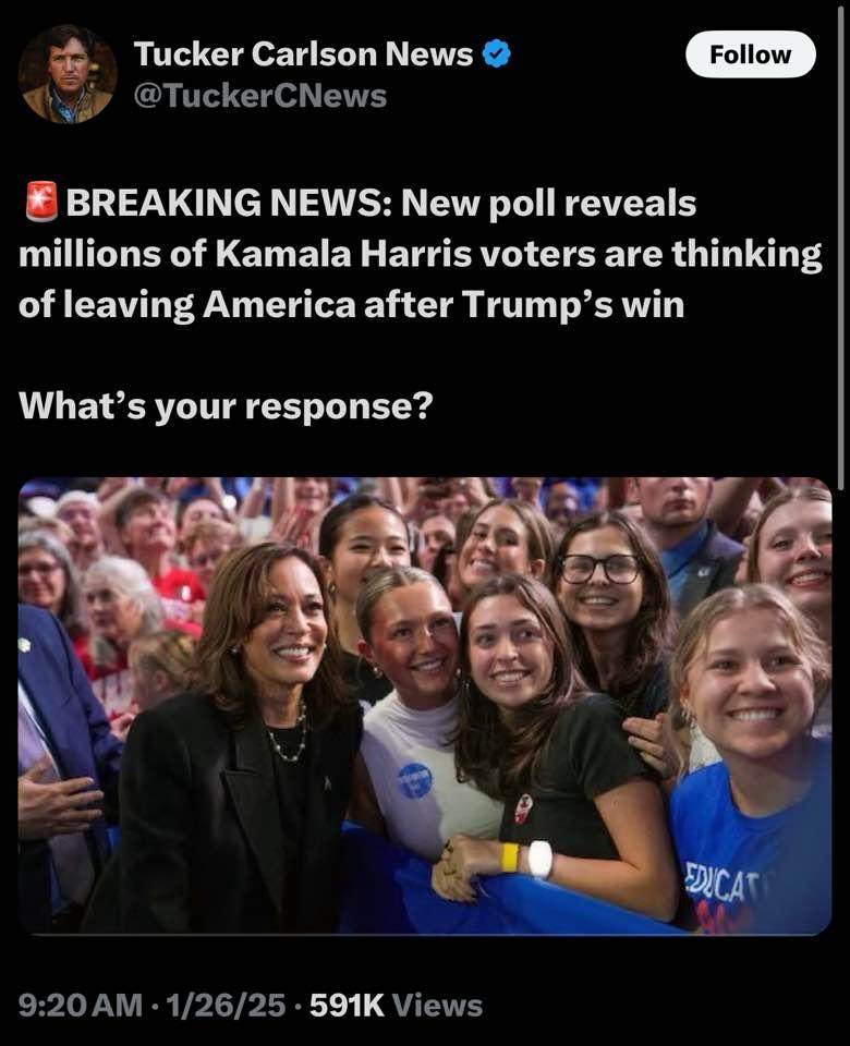 Don’t let the door hit you on the way out! But please stop threatening and just do it! It will make America even better!