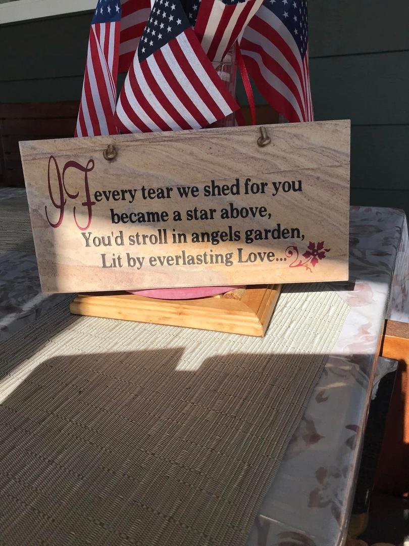 this plaque has been with Dani’s photograph, but as see Sally’s tears for the dear friend she lost and think of Skip Ramos who recently passed, I think it apropos to share.