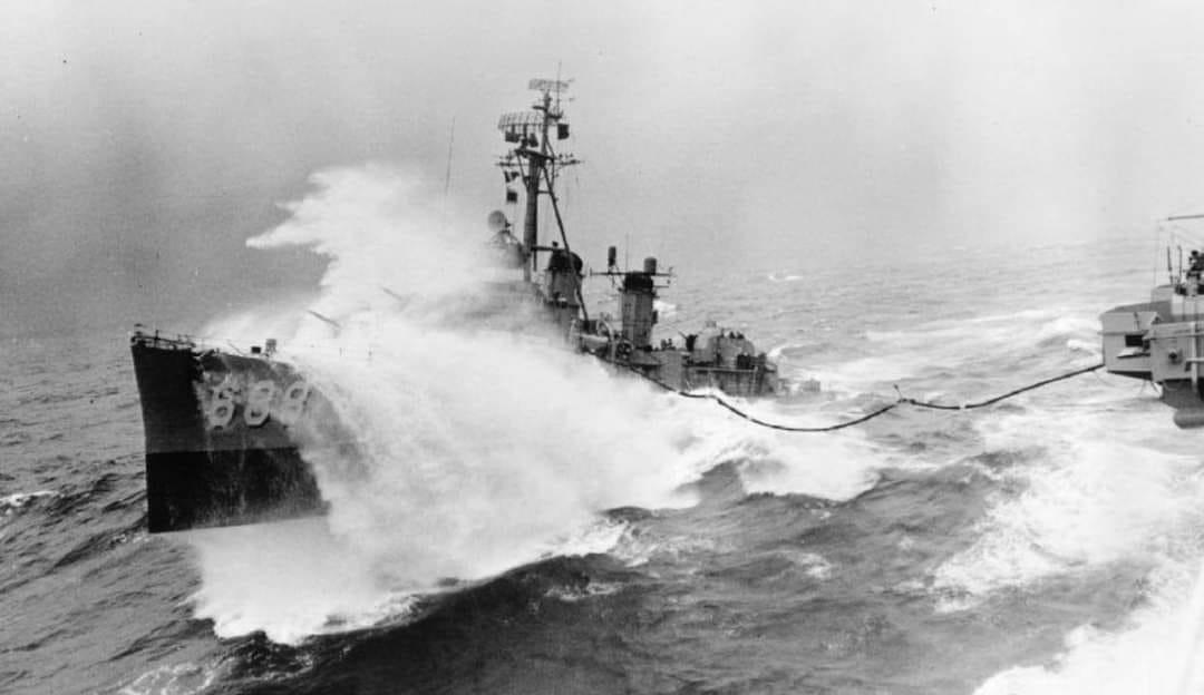 Getting gas at sea.