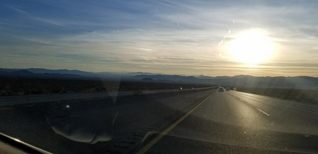 Better view of sunset on Baker grade