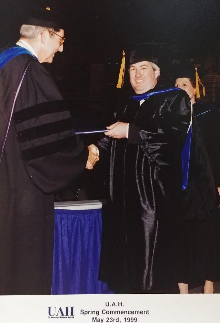 Proud moment when he received his PhD