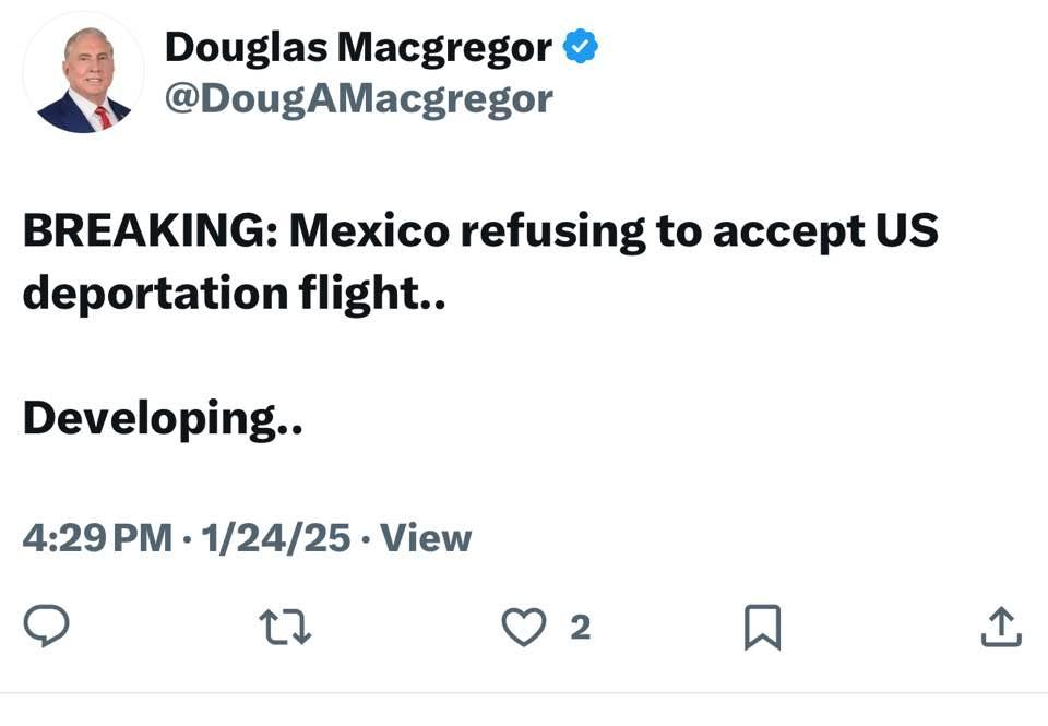 Is it time to put the smackdown on Mexico? Or have fighters escort the flight, rig them with parachutes and drop them off?