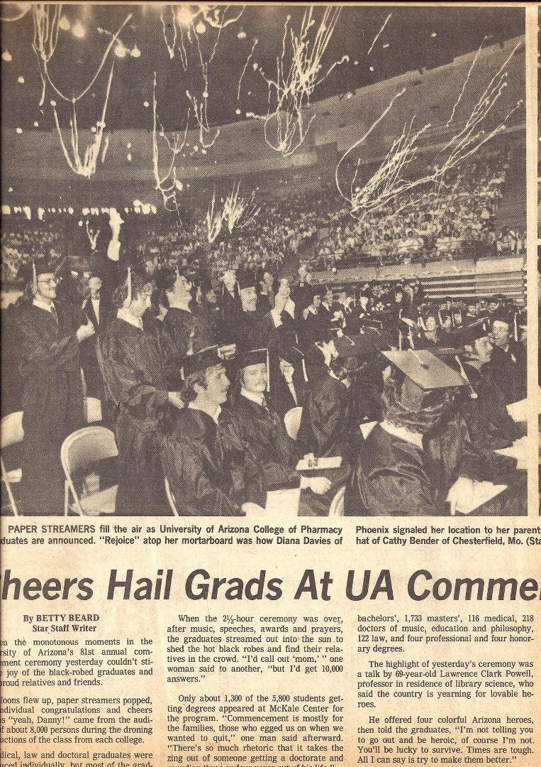 The University of Arizona Graduation College of Pharmacy 1976