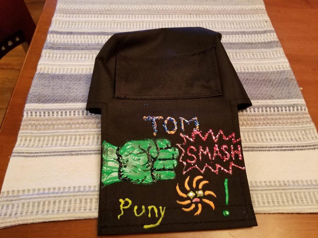Gigi Dishno McNulty and Kate Graham Gentilucci decorated my fanny pack bag for the chemo pump. It is awesome. Love you guys.