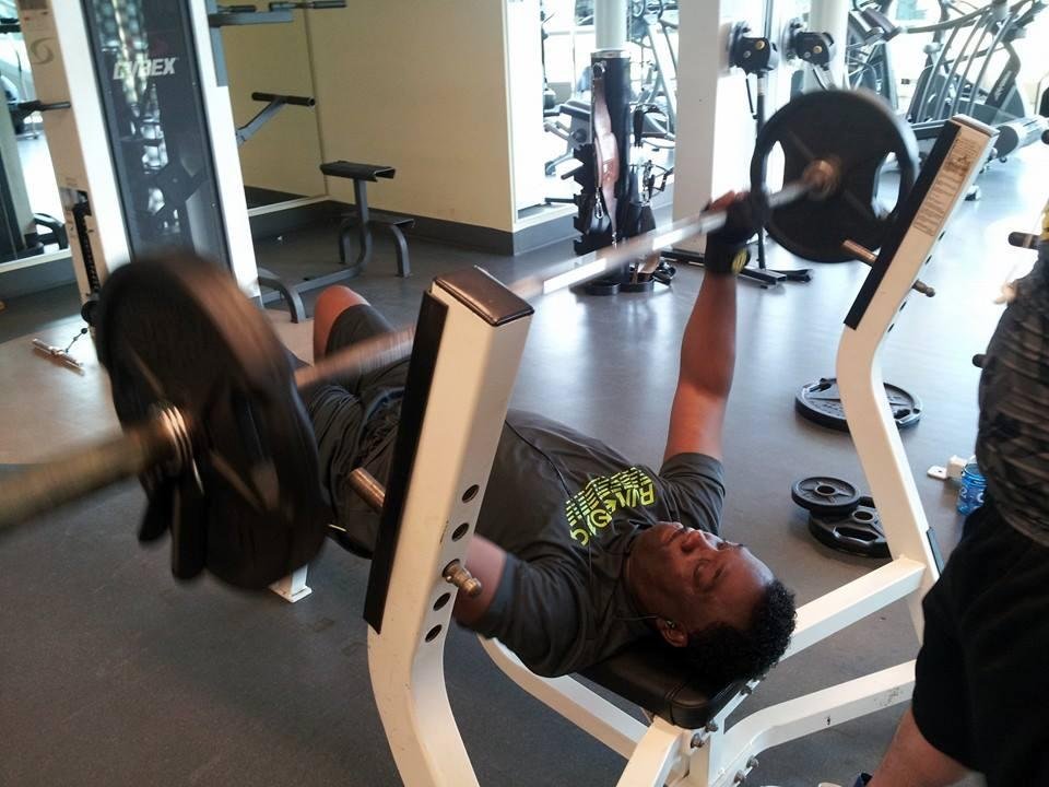 Working out pushing 155lbs. On my to 225lbs God is so good..