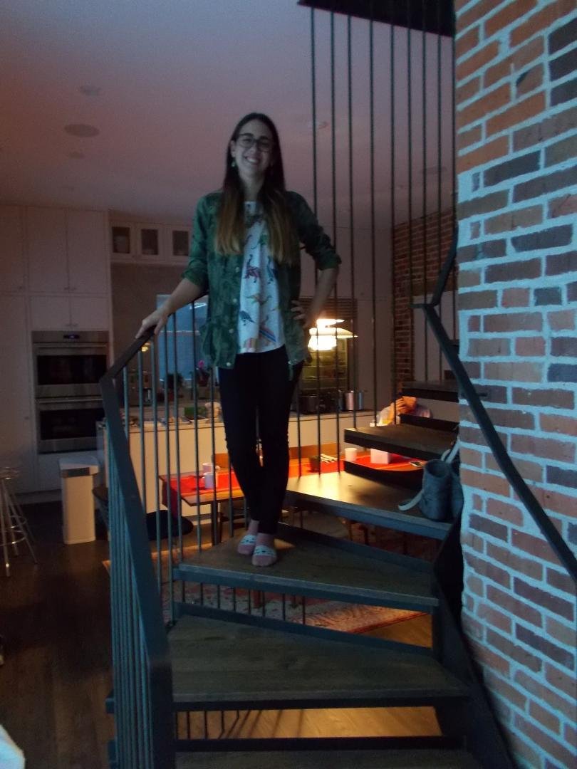MISS MEGAN  ON THE WINDING STAIRS.
