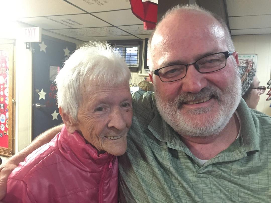 Having a cocktail with Mitzi the bartender from the Original Red Coach who served the softball team after softball games back in the day! Bub
